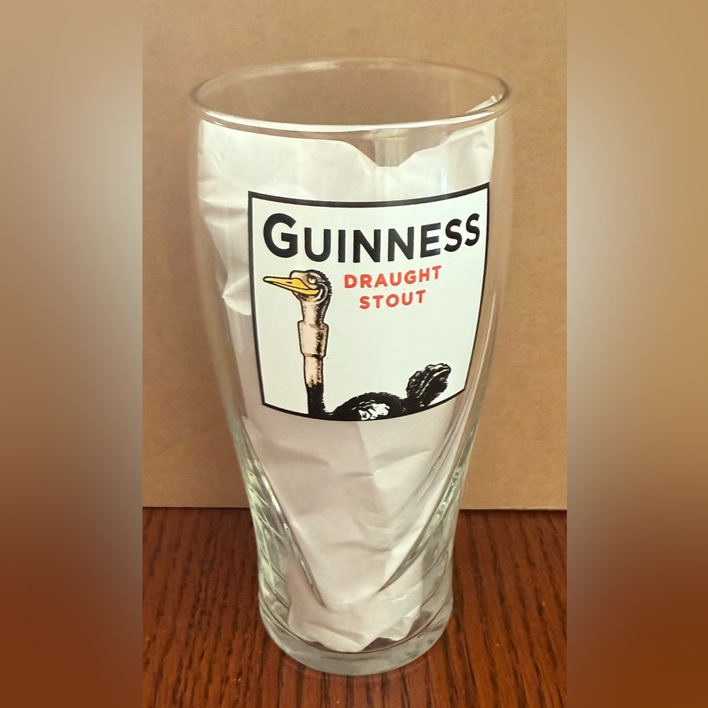 Vintage Guinness Clear Glass with Ostrich Design